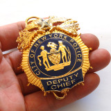 NY New York Police Badge Replica Movie Props 1/2/3/4/5 Star (Optional)