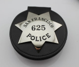 American six-pointed star and seven-pointed star badge with big round clip Los Angeles County/San Francisco badge