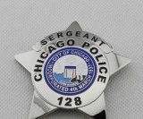 Chicago Police Officer Police Badge Solid Copper Replica Movie Props With Number586-128-2016