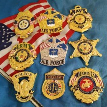U.S. Marine Corps, US Interpol Emblem, ARMY Emblem, Marshall Officer Emblem, California Highway Rider Hat Emblem, Helmet Badge, Replica Movie Props