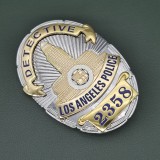 LAPD Detective #2358 Los Angeles Police Badge Solid Copper Replica Movie Props
