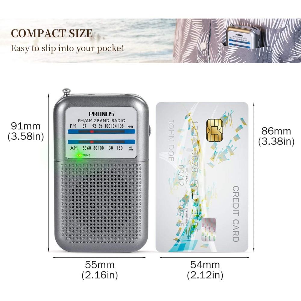 DE333 Small Radio Portable, Pocket Radio Transistor with FM AM, Signal  Indicator, AAA Battery Operated, Battery