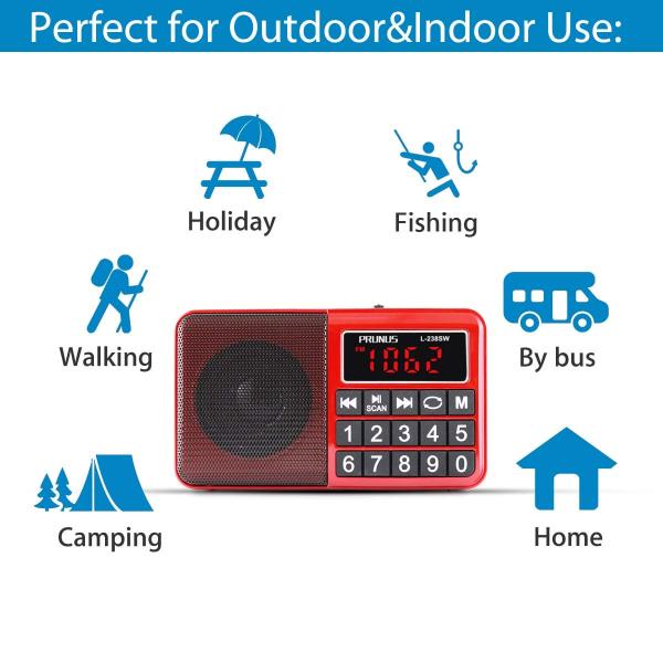 PRUNUS L238 Portable Radio SW/FM/AM(MW)/MP3/USB/SD/TF Rechargeable