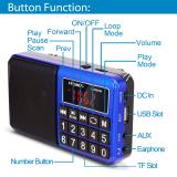PRUNUS L-238 Portable Radio SW/FM/AM(MW)/MP3/USB/SD/TF Rechargeable with Neodymium Speaker. Large Button and Large Display. Stores Stations Automatically(Gold). (NO Manual Memory/Delete Stations Function)