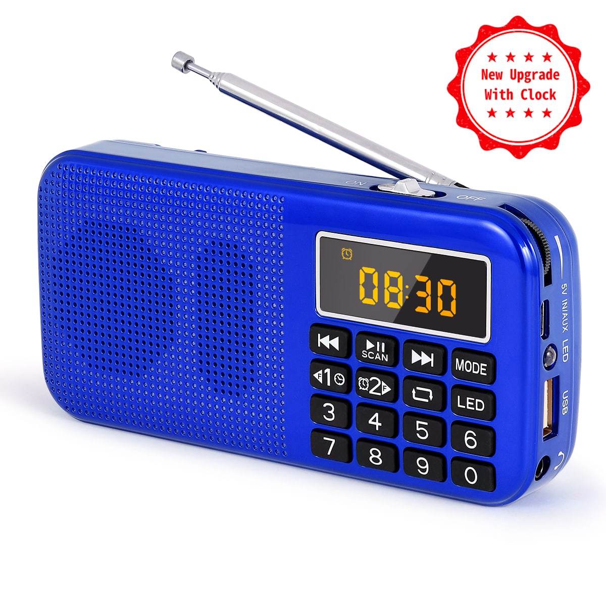 PRUNUS J725C Portable Alarm Clock radio, Large Battery Capacity