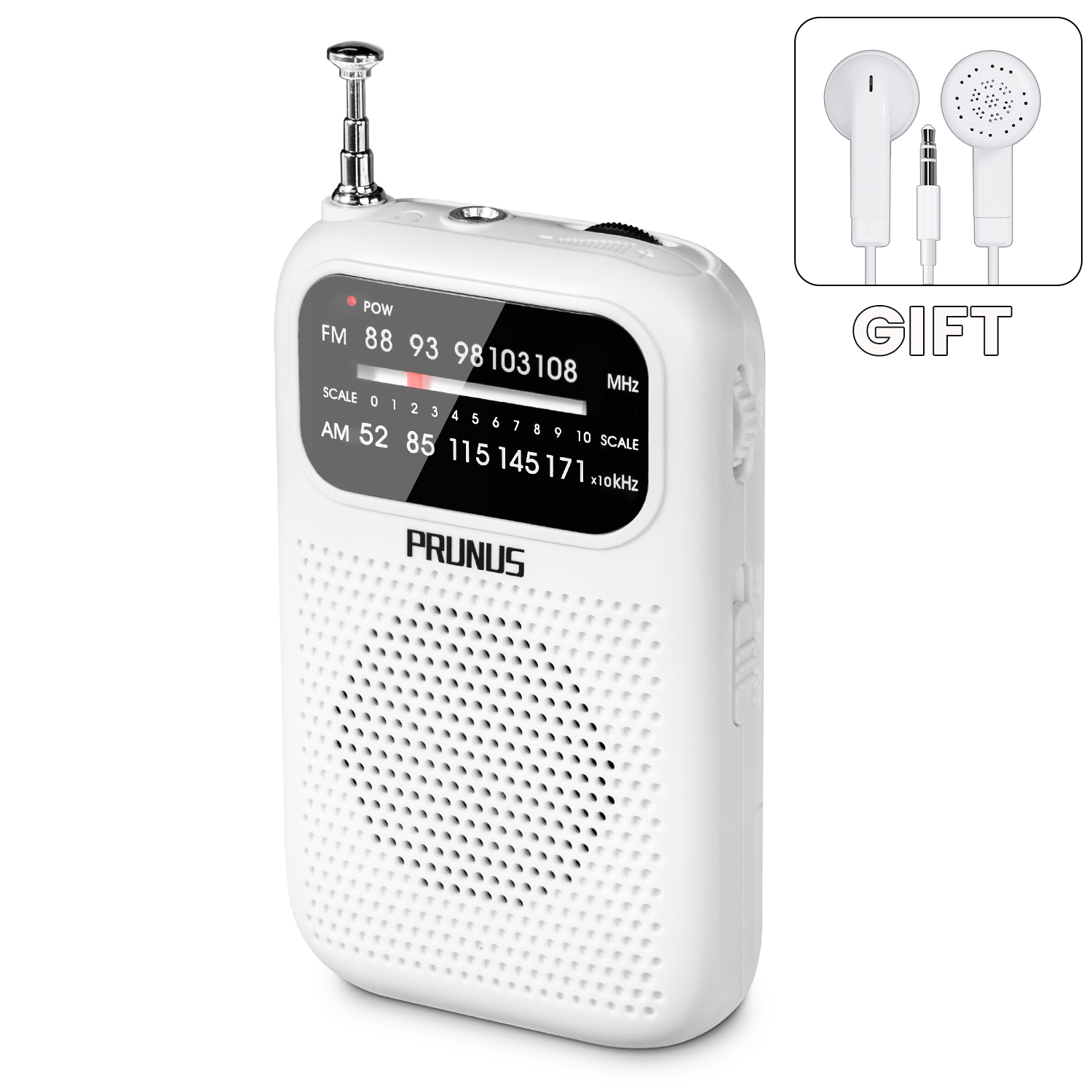 Tuning Knob with Signal Indicator PRUNUS DE333 AM FM Pocket Radio Portable Transistor Radio with Excellent Reception AAA Battery Operated