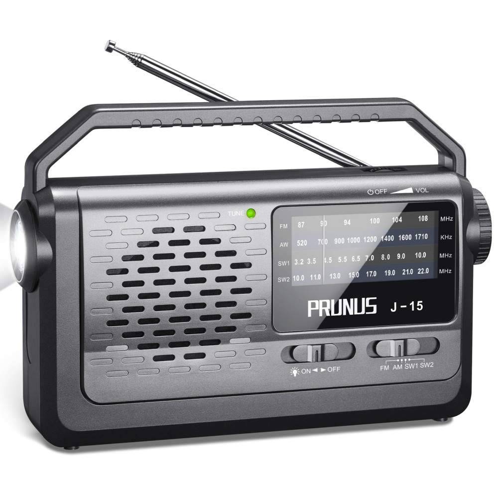 PRUNUS J-15 AM FM SW Radio Portable Shortwave Radio Transistor Radio with  Flashlight, Battery Operated Radio by 3X D Cell Battery or AC Power Transistor  Radio with Excellent Reception, Big/Small Tuning Knob