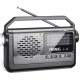 PRUNUS J-15 Portable Radio Mains and Battery, SW AM FM Radio Battery Operated by 3x D Cell Battery or AC Power, Transistor Radio with 3W Large Speaker, Flashlight for Emergencies. {Only ship to EU}