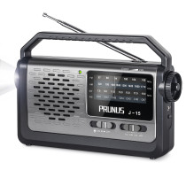 PRUNUS J15-WB Weather Radio Portable AM FM Shortwave NOAA Weather Radio with Best Reception, Emergency Battery Operated Or AC Power Transistor Radio with Flashlight, Earphone Jack {Only sent to the US}