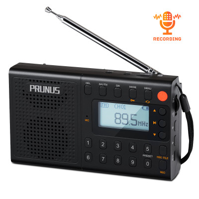 PRUNUS J-189 Small Portable Radio AM FM Bluetooth Radio - Dual Speaker  Heavy Bass, LED Flashlight, Pocket Size, TF Card USB AUX MP3 Player,  Rechargeable Battery Operated