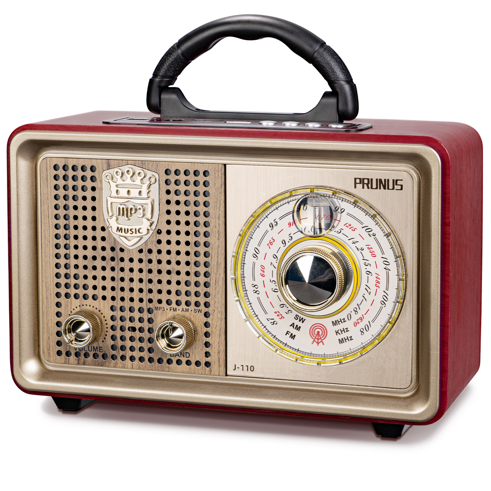 PRUNUS J-110 AM FM Shortwave Radio Portable Transistor Radio with Vintage  Style, Battery Powered Radio with 3-Way Power Sources, Enhanced Bass,  Bluetooth, AUX/TF Card/USB Disk MP3 Player