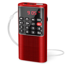 PRUNUS J-328 Small Radio Portable Rechargeable FM Radio,Walkman MP3 Digital Radio with Recorder,SD/TF/AUX, Portable Radios Battery Operated with Lock Keys for Jogging, Walking, Traveling(NO AM)