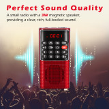PRUNUS J-328 Small Radio Portable Rechargeable FM Radio,Walkman MP3 Digital Radio with Recorder,SD/TF/AUX, Portable Radios Battery Operated with Lock Keys for Jogging, Walking, Traveling(NO AM)