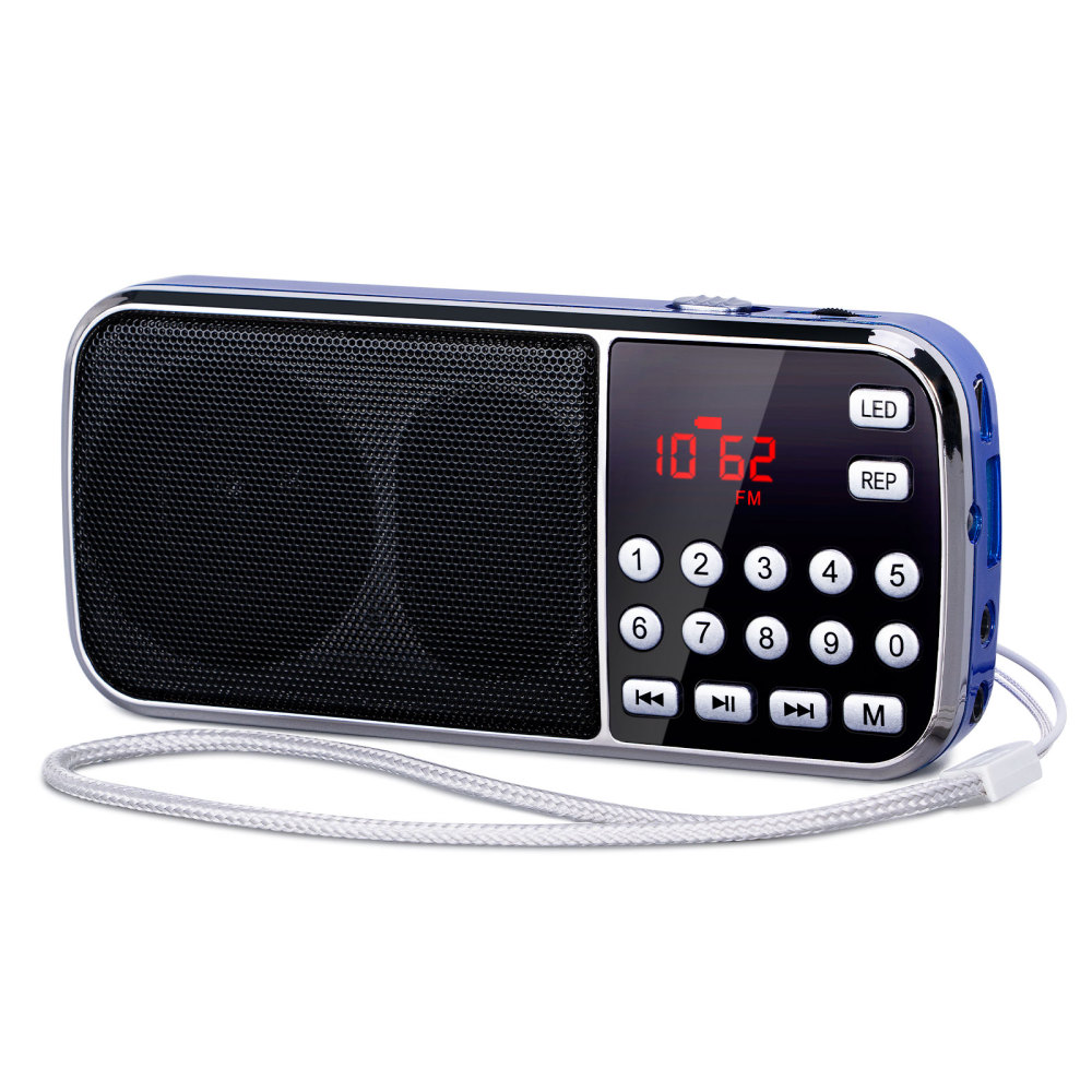PRUNUS J-189 Small Portable Radio AM FM Bluetooth Radio - Dual Speaker  Heavy Bass, LED Flashlight,