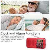 PRUNUS J-725 Rechargeable Radio Portable, FM SD USB MP3 Digital Radio Alarm Clock with Emergency Flashlight. Radios Portable support 30 Hours Playing Time. Stores Stations Automatically (NO AM  NOT Manually)