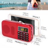 PRUNUS J-725 Rechargeable Radio Portable, FM SD USB MP3 Digital Radio Alarm Clock with Emergency Flashlight. Radios Portable support 30 Hours Playing Time. Stores Stations Automatically (NO AM  NOT Manually)