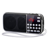 PRUNUS J-189 Small Portable Radio AM FM Bluetooth Radio - Dual Speaker Heavy Bass, LED Flashlight, Pocket Size, TF Card USB AUX MP3 Player, Rechargeable Battery Operated