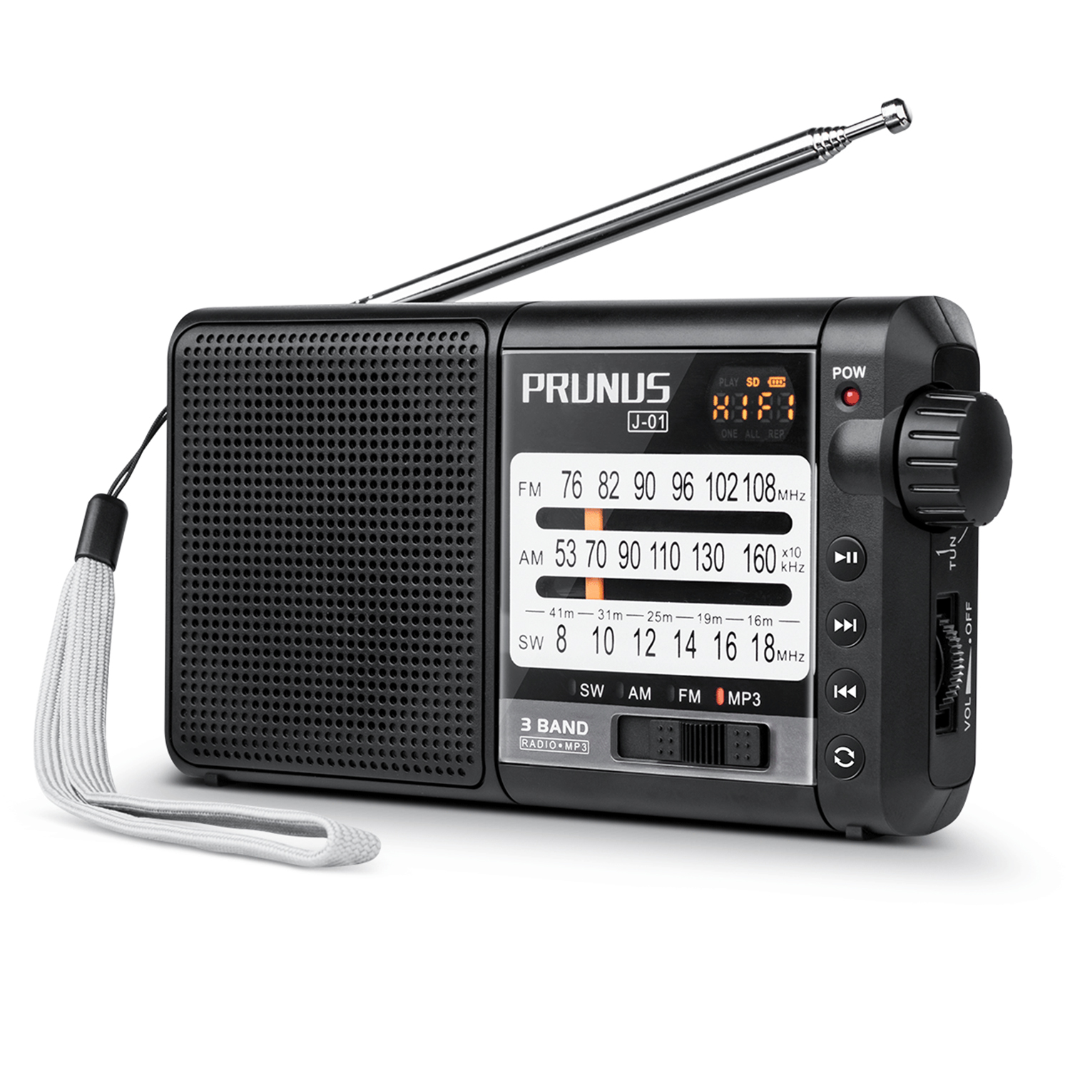 PRUNUS J-01 Transistor Radio Portable Excellent Reception, Battery Radio Supports SD Card MP3, Portable Radio with 2200mah Large Rechargeable and Replaceable Battery.