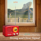 PRUNUS J-160 Retro Transistor Radio Battery Operated AM FM SW Radio, Small Rechargeable Portable Radio with 1800mAh Li-ion Battery, Support TF Card/Aux/USB MP3 Player