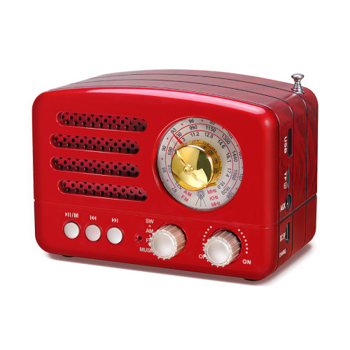 PRUNUS J-160 Retro Transistor Radio Battery Operated AM FM SW Radio, Small Rechargeable Portable Radio with 1800mAh Li-ion Battery, Support TF Card/Aux/USB MP3 Player