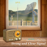 PRUNUS J-160 Retro Transistor Radio Battery Operated AM FM SW Radio, Small Rechargeable Portable Radio with 1800mAh Li-ion Battery, Support TF Card/Aux/USB MP3 Player