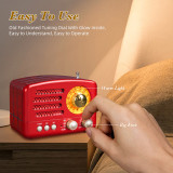 PRUNUS J-160 Retro Transistor Radio Battery Operated AM FM SW Radio, Small Rechargeable Portable Radio with 1800mAh Li-ion Battery, Support TF Card/Aux/USB MP3 Player