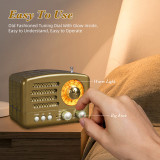 PRUNUS J-160 Retro Transistor Radio Battery Operated AM FM SW Radio, Small Rechargeable Portable Radio with 1800mAh Li-ion Battery, Support TF Card/Aux/USB MP3 Player