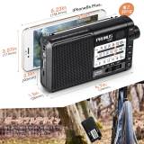 PRUNUS J-01 Transistor Radio Portable Excellent Reception, Rechargeable Battery Radio Supports SD Card MP3, Portable Radio with 2200mah Large Rechargeable and Replaceable Battery.