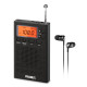 PRUNUS J-125 Portable Radio Pocket AM FM Clock Radio with Earphones,Battery Operated Walkman Radio with Preset, Timer,Lock Station for Jogging, Walking, Traveling