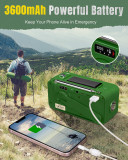 US  J-905 Emergency Radio Bluetooth Speaker, Portable Radio Transistor AM FM, Hand Crank/Solar/USB Charging, Flashlight, 3600mA Phone Charger,SOS Alarm, MP3,7 NOAA Weather Radio.   {Only sent to the US}