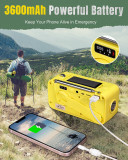 US  J-905 Emergency Radio Bluetooth Speaker, Portable Radio Transistor AM FM, Hand Crank/Solar/USB Charging, Flashlight, 3600mA Phone Charger,SOS Alarm, MP3,7 NOAA Weather Radio.   {Only sent to the US}