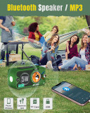 US  J-905 Emergency Radio Bluetooth Speaker, Portable Radio Transistor AM FM, Hand Crank/Solar/USB Charging, Flashlight, 3600mA Phone Charger,SOS Alarm, MP3,7 NOAA Weather Radio.   {Only sent to the US}
