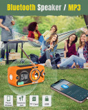 US  J-905 Emergency Radio Bluetooth Speaker, Portable Radio Transistor AM FM, Hand Crank/Solar/USB Charging, Flashlight, 3600mA Phone Charger,SOS Alarm, MP3,7 NOAA Weather Radio.   {Only sent to the US}