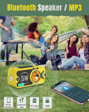 US  J-905 Emergency Radio Bluetooth Speaker, Portable Radio Transistor AM FM, Hand Crank/Solar/USB Charging, Flashlight, 3600mA Phone Charger,SOS Alarm, MP3,7 NOAA Weather Radio.   {Only sent to the US}