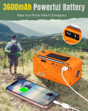 US  J-905 Emergency Radio Bluetooth Speaker, Portable Radio Transistor AM FM, Hand Crank/Solar/USB Charging, Flashlight, 3600mA Phone Charger,SOS Alarm, MP3,7 NOAA Weather Radio.   {Only sent to the US}
