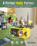 EU&UK  PRUNUS J-905 Radio Solar y Recargable, Radio Emergencia con Manivela, Am FM SW Radio Portatil Pequeña con Altavoz USB/Bluetooth de 5W, Banco de Energía de 3600 mAh, Lámpara Lectura&Linterna, SOS.{Ships to the UK and Europe only}