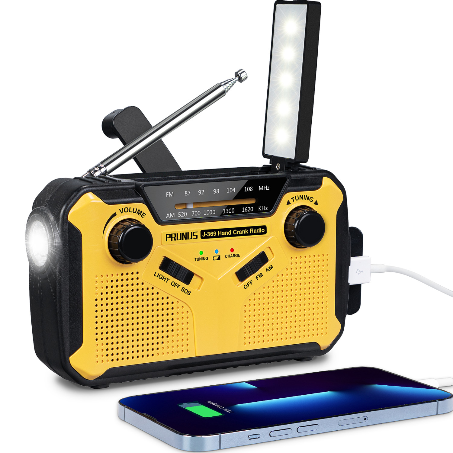 vermogen Nog steeds Noordoosten Wind Up Radios Portable, AM/FM Radio Solar, Battery Radio Hand Crank with  2500mAh Power Bank, Dynamo Radio with Torch, Reading Lamp and SOS Alarm for  Camping, Hiking and Emergencies by PRUNUS J-369