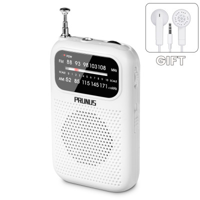 PRUNUS J-166 - Radio transistor pequeño AM FM, radio a pilas con luz de  sintonización, clip trasero, excelente recepción para radio de emergencia