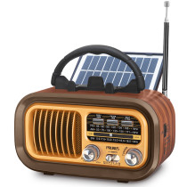 【2023 Newest】 PRUNUS J-150 Small Retro Vintage Radio Bluetooth, Portable Radio AM FM Transistor with Best Sound, Solar/Battery Operated Radio/Rechargeable Radio, TWS, Support TF Card/USB Playing