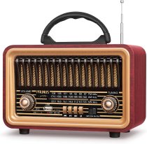 PRUNUS J-170 Portable Shortwave Retro Radio, AM FM Vintage Radio with Best Sound, Bluetooth Speaker, Rechargeable Battery, TWS AUX TF USB, Great for Elder Outdoor Home,Kitchen,Gifts