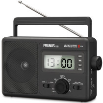 J-09 Radio AM FM Portable Shortwave Radio with Best Reception,LCD Display,Time Setting,Battery Operated by 4 D Cell Batteries or AC Powe,Earphone Jack, Auto Save,Support TF Card USB MP3 Player,by PRUNUS