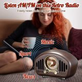 PRUNUS R-909 Vintage Radio Retro Bluetooth Speaker,Walnut Wooden AM FM Radio with Best Reception,Old Fashioned Style,Bluetooth 5.1, 3600mAh Battery,16W Dual Speaker,TF Card,AUX in for Music Lover,Gift,Home