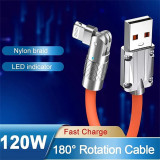 180° Rotating Fast Charging Cable, iPhone Data Cable Type-C USB Cable Super Fast Charger Cable LED Display, Compatible with More iphone More Android USB C  for Home, Office, Car