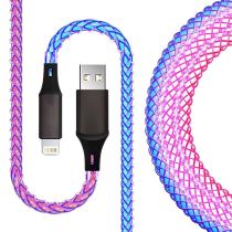 iPhone /Type-C Fast USB Cable MFi Certified  RGB Color Gradual Light Up USB IOS/ Type-C  Lightning Charging Cable Strong Copper Braided Sync Cord for   More iPhone And Android USB C