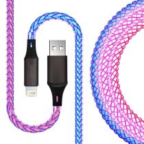 iPhone /Type-C Fast USB Cable MFi Certified  RGB Color Gradual Light Up USB IOS/ Type-C  Lightning Charging Cable Strong Copper Braided Sync Cord for   More iPhone And Android USB C