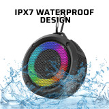 PRUNUS B-200 IPX7 Waterproof Bluetooth Speaker 5W Bass 3 Lighting Modes Portable Speaker with Carabiner for Outdoor, Beach, Bike, Pool, Camping