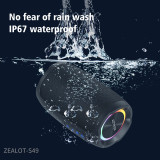 ZEALOT-S49 Portable Speaker, 20W Bluetooth Speaker, Wireless, Outdoor Speaker Waterproof IP67, Dual Pairing, Stereo Sound, BT5.2, RGB Light, USB, TF, Speaker for Home, Outdoor, Beach-Black