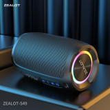 ZEALOT-S49 Portable Speaker, 20W Bluetooth Speaker, Wireless, Outdoor Speaker Waterproof IP67, Dual Pairing, Stereo Sound, BT5.2, RGB Light, USB, TF, Speaker for Home, Outdoor, Beach-Black