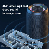 ZEALOT-S49 Portable Speaker, 20W Bluetooth Speaker, Wireless, Outdoor Speaker Waterproof IP67, Dual Pairing, Stereo Sound, BT5.2, RGB Light, USB, TF, Speaker for Home, Outdoor, Beach-Black
