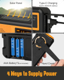 PRUNUS J-367 Portable Radio DAB/DAB+/FM, Digital Radio Alarm Clock with 5000mAh Battery, Wind Up Radio Bluetooth with Flashlight/Reading Light/SOS Alarm for Outdoor, Blackout and Emergency